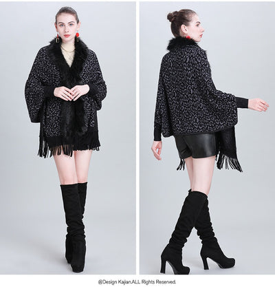 Chal Tejido con Cuello de Pelaje Sintético para Otoño e Invierno - Image 32