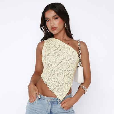 Top Encaje Asimétrico Espalda Descubierta - Estilo Urbano Minimalista - Image 17