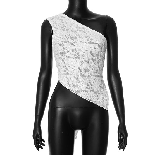 Top Encaje Asimétrico Espalda Descubierta - Estilo Urbano Minimalista - Image 22