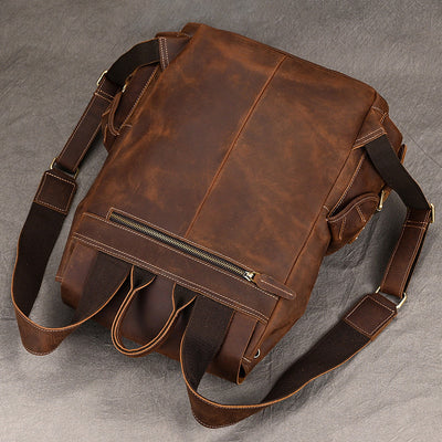 Mochila de Viaje Cuero Crazy Horse Capacidad Jumbo con Solapa Frontal - Image 25