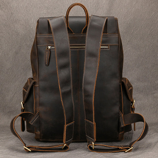 Mochila de Viaje Cuero Crazy Horse Capacidad Jumbo con Solapa Frontal - Image 26