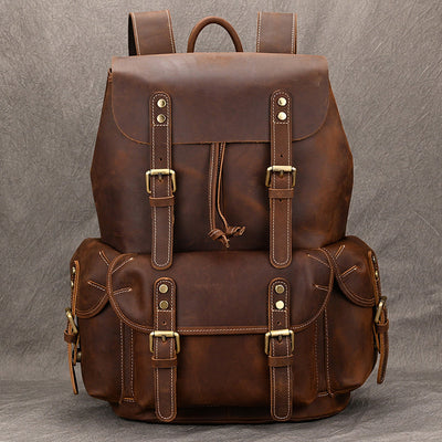 Mochila de Viaje Cuero Crazy Horse Capacidad Jumbo con Solapa Frontal - Image 32