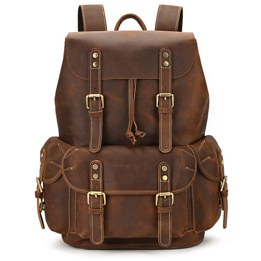 Mochila de Viaje Cuero Crazy Horse Capacidad Jumbo con Solapa Frontal - Image 36