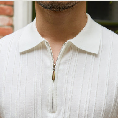 Suéter Tejido Slim Fit con Rayas Hundidas de Manga Corta - Image 18