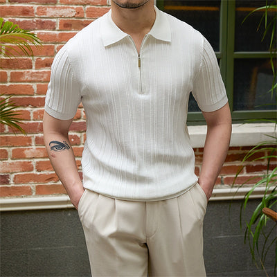 Suéter Tejido Slim Fit con Rayas Hundidas de Manga Corta - Image 19