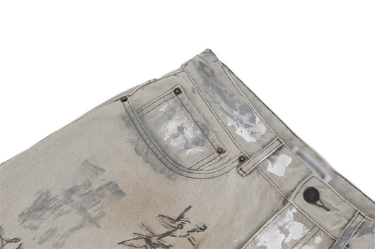 Jeans Hombre con Diseño Graffiti Pintado a Mano y Desgaste Artístico - Image 21
