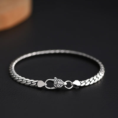 Collar y Pulsera de Plata S925 Diseño Serpiente Eslabón Plano Brillante - Image 14