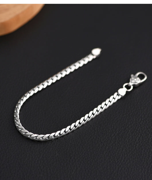 Collar y Pulsera de Plata S925 Diseño Serpiente Eslabón Plano Brillante - Image 16