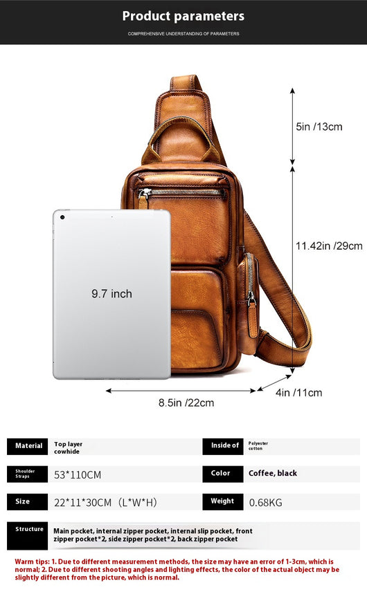 Bolsa Pecho Cuero Genuino para Hombre - Estilo Casual Minimalista - Image 19