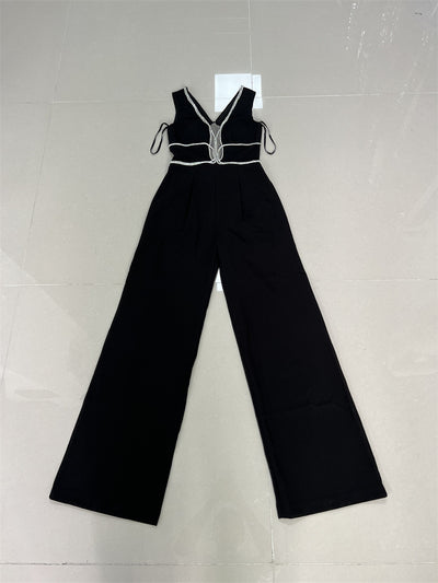 Jumpsuit Sexy Escotado con Ribetes de Cristales - Image 20