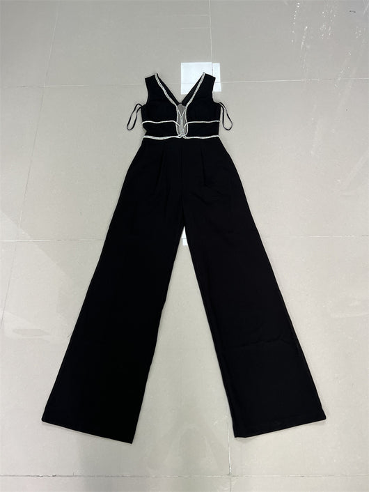 Jumpsuit Sexy Escotado con Ribetes de Cristales - Image 20