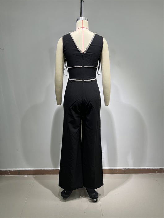 Jumpsuit Sexy Escotado con Ribetes de Cristales - Image 27