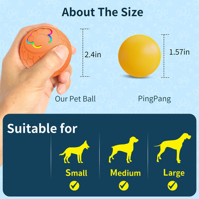 Orange electric intelligent remote control ball with a multicolor light-up paw print and hexagonal texture. - Image 22