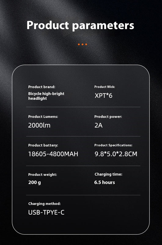 Luz Frontal LED 2000LM Aluminio 6 XPT Recargable USB-C - Image 15