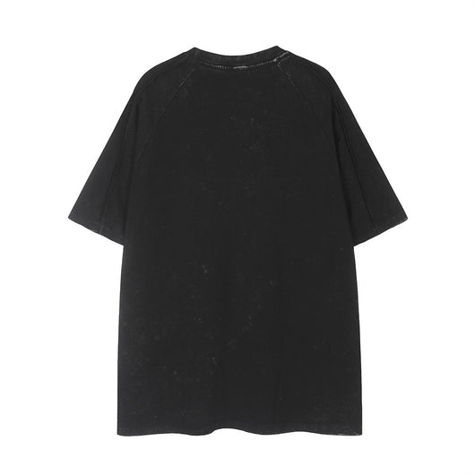 Camiseta Desgastada con Parche de Letras Bordadas - Image 18