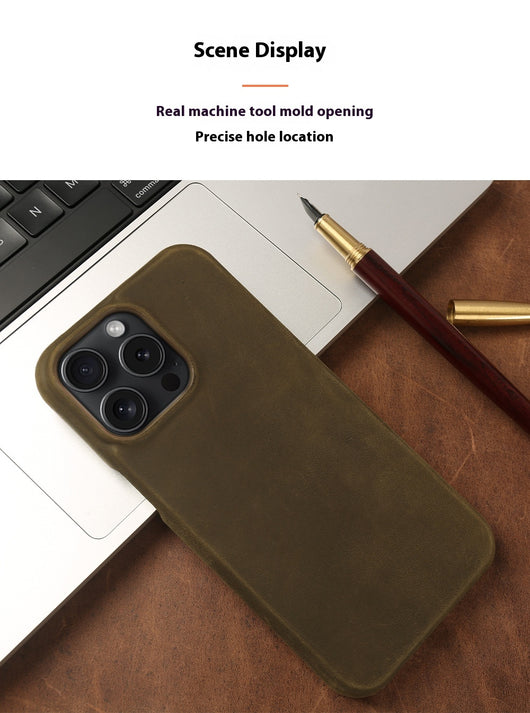 Funda para Teléfono Cuero Crazy Horse con Patrón Aplicado - Image 13