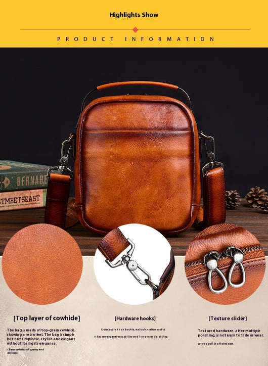 Bolsa Mensajera Casual Retro en Cuero Genuino para Hombre - Image 24