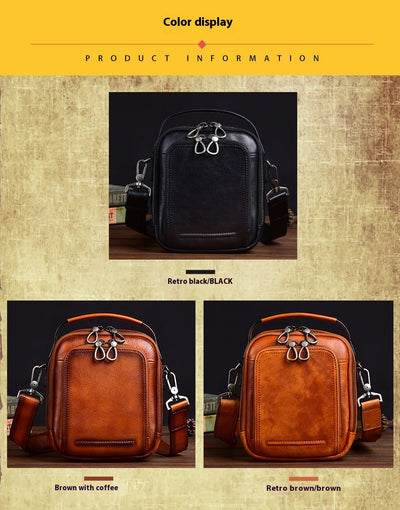 Bolsa Mensajera Casual Retro en Cuero Genuino para Hombre - Image 33