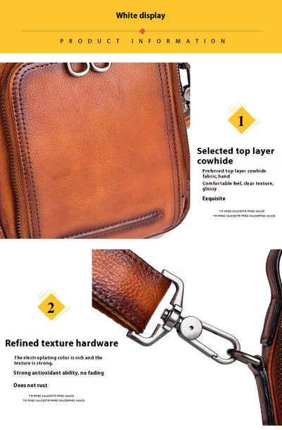 Bolsa Mensajera Casual Retro en Cuero Genuino para Hombre - Image 34
