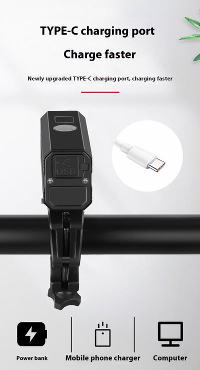 Luz Frontal LED para Bicicleta de Montaña - Doble Haz Ajustable USB Tipo-C - Image 11