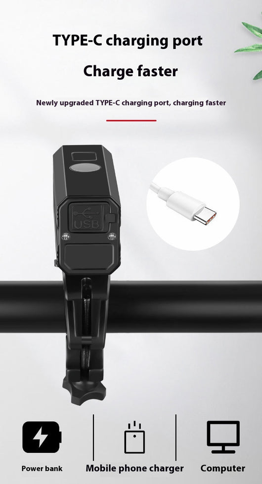 Luz Frontal LED para Bicicleta de Montaña - Doble Haz Ajustable USB Tipo-C - Image 11