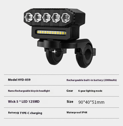Luz Delantera LED Ultra Brillante para Bicicleta con Claxon Integrado - Image 9