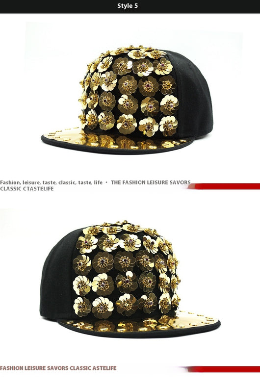 Gorra de Béisbol Hip Hop con Lentejuelas Florales y Visera Plana - Image 16