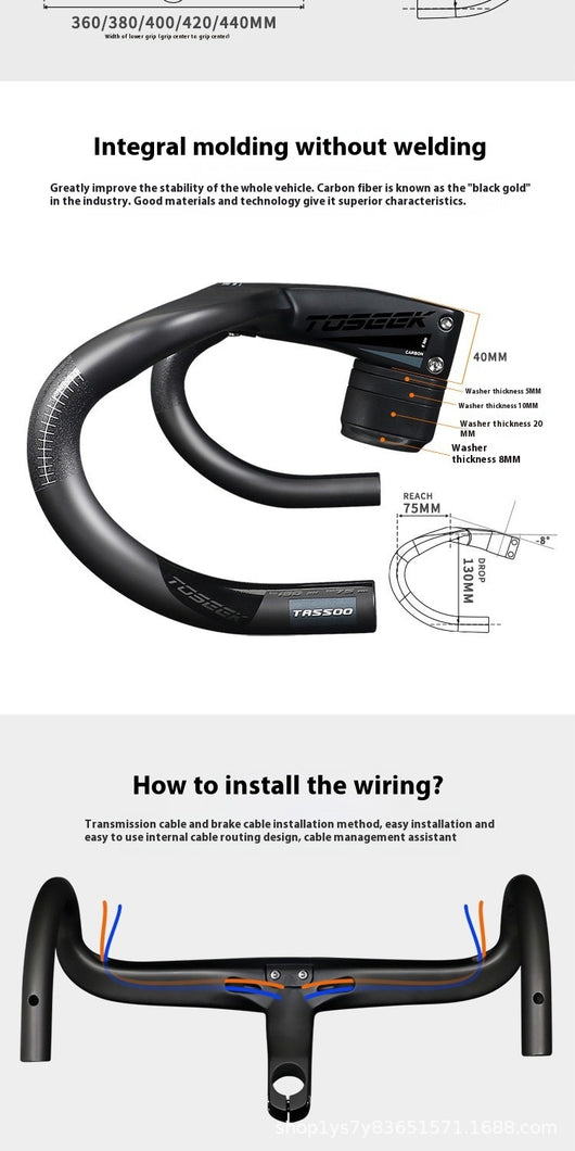 Manillar de Carbono Integrado para Bicicleta de Ruta de Alto Rendimiento - Image 16