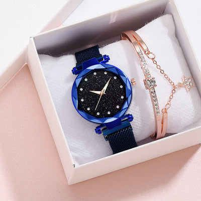 Conjunto de Reloj Pulsera Lujo para Mujer Elegante Cielo Estrellado Cierre Magnético - Image 30
