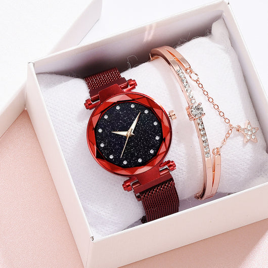 Conjunto de Reloj Pulsera Lujo para Mujer Elegante Cielo Estrellado Cierre Magnético - Image 33