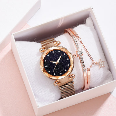 Conjunto de Reloj Pulsera Lujo para Mujer Elegante Cielo Estrellado Cierre Magnético - Image 34