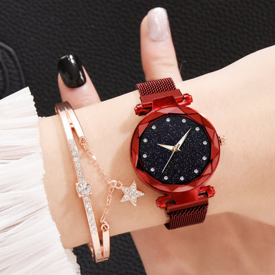 Conjunto de Reloj Pulsera Lujo para Mujer Elegante Cielo Estrellado Cierre Magnético - Image 35