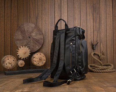 Mochila de Cuero Genuino Estilo Británico Gran Capacidad para Hombre Retro - Image 22