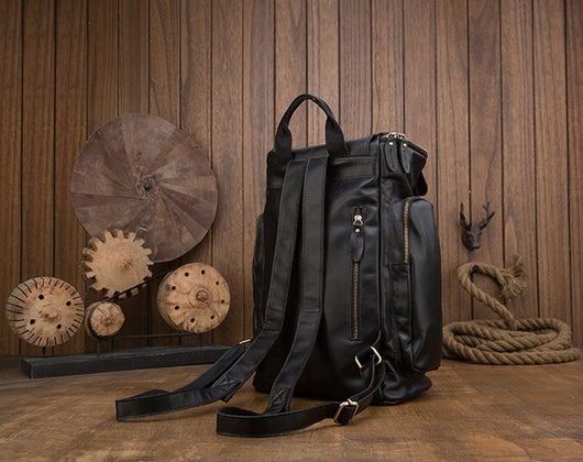 Mochila de Cuero Genuino Estilo Británico Gran Capacidad para Hombre Retro - Image 22