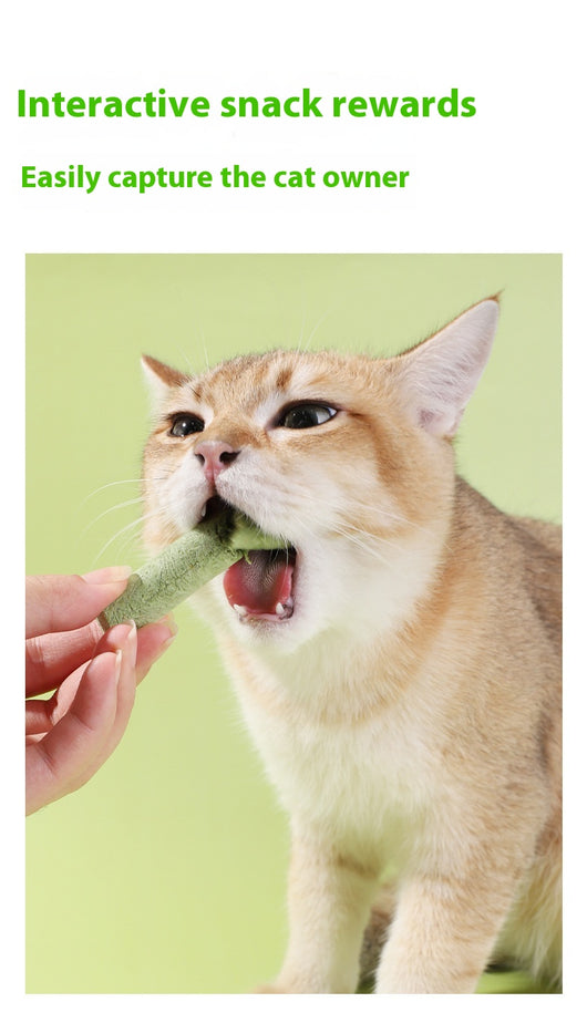White pouch of freeze-dried cat grass sticks with a green label featuring a cat silhouette and Chinese text. - Image 10