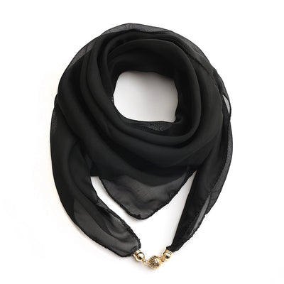 Pañuelo de Seda con Hebilla Magnética - Diseño Monocromático Dorado - Image 13