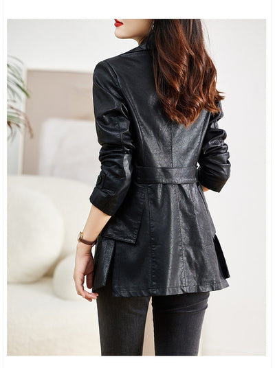 Abrigo de Cuero para Mujer Largo Primavera y Otoño - Image 20