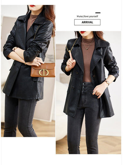 Abrigo de Cuero para Mujer Largo Primavera y Otoño - Image 21