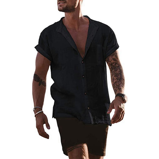 Camisas Sueltas de Verano con Cuello V - Cómodas y Versátiles para Hombre - Image 9