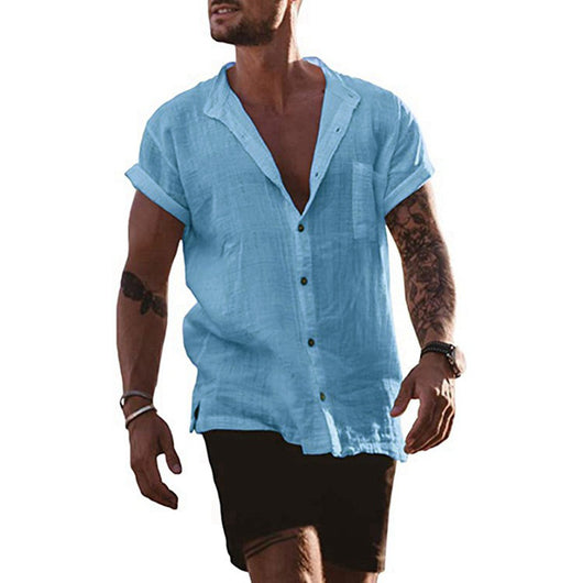 Camisas Sueltas de Verano con Cuello V - Cómodas y Versátiles para Hombre - Image 11