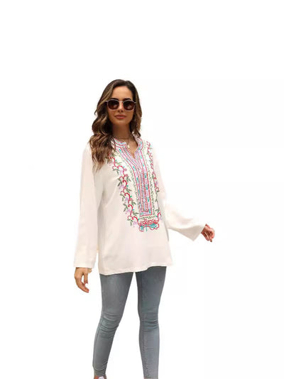 Camisa Bordada Cuello Mao Largo para Mujer - Image 10