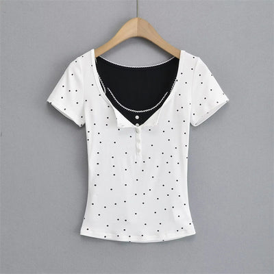 Conjunto de Dos Piezas con Lunares - Blusa Corta y Short Coordinado - Image 10