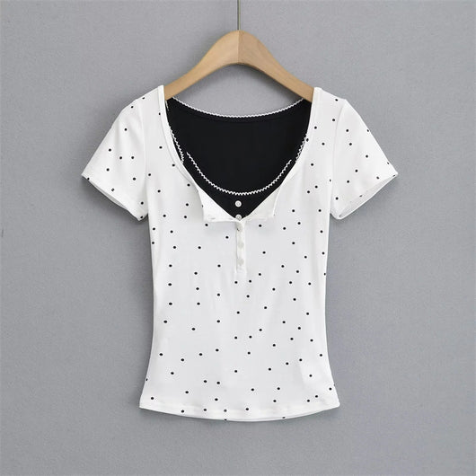 Conjunto de Dos Piezas con Lunares - Blusa Corta y Short Coordinado - Image 10