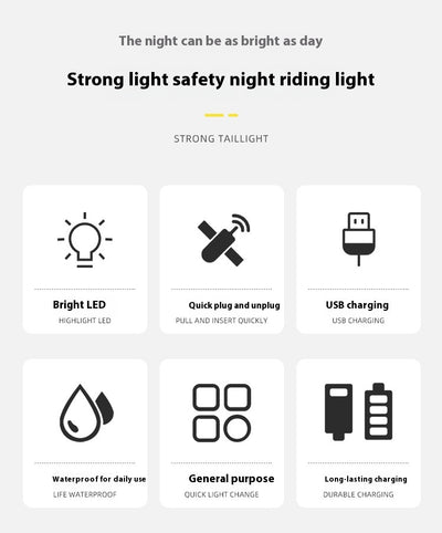 Luz Trasera LED para Bicicleta con Indicador de Seguridad Nocturna - Image 33