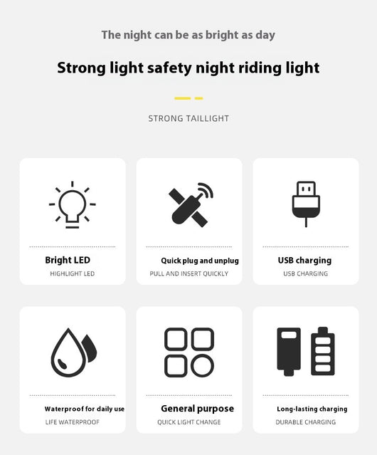 Luz Trasera LED para Bicicleta con Indicador de Seguridad Nocturna - Image 33