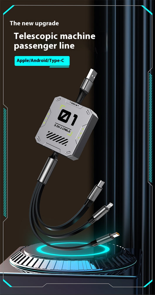 Cable de Carga Rápida 3 en 1 - 100W con Conector Telescópico - Image 27