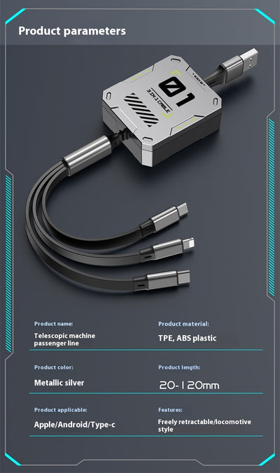 Cable de Carga Rápida 3 en 1 - 100W con Conector Telescópico - Image 29