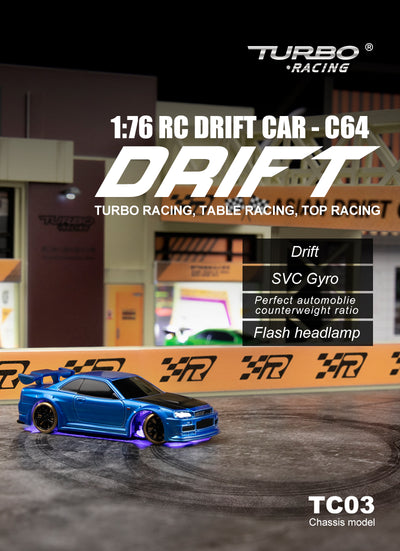 Auto de Carreras RC Turbo Racing 1vs76 C64 con Giroscopio y Control Proporcional Total - Image 12