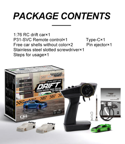 Auto de Carreras RC Turbo Racing 1vs76 C64 con Giroscopio y Control Proporcional Total - Image 25