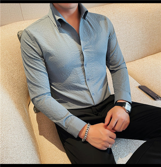 Camisa Manga Larga Hombre Estilo Británico Casual Ejecutivo - Image 14